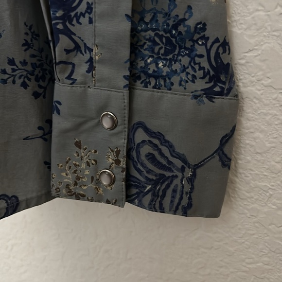 Denim & Co western cotton blend button snap blouse size large - Picture 5 of 6
